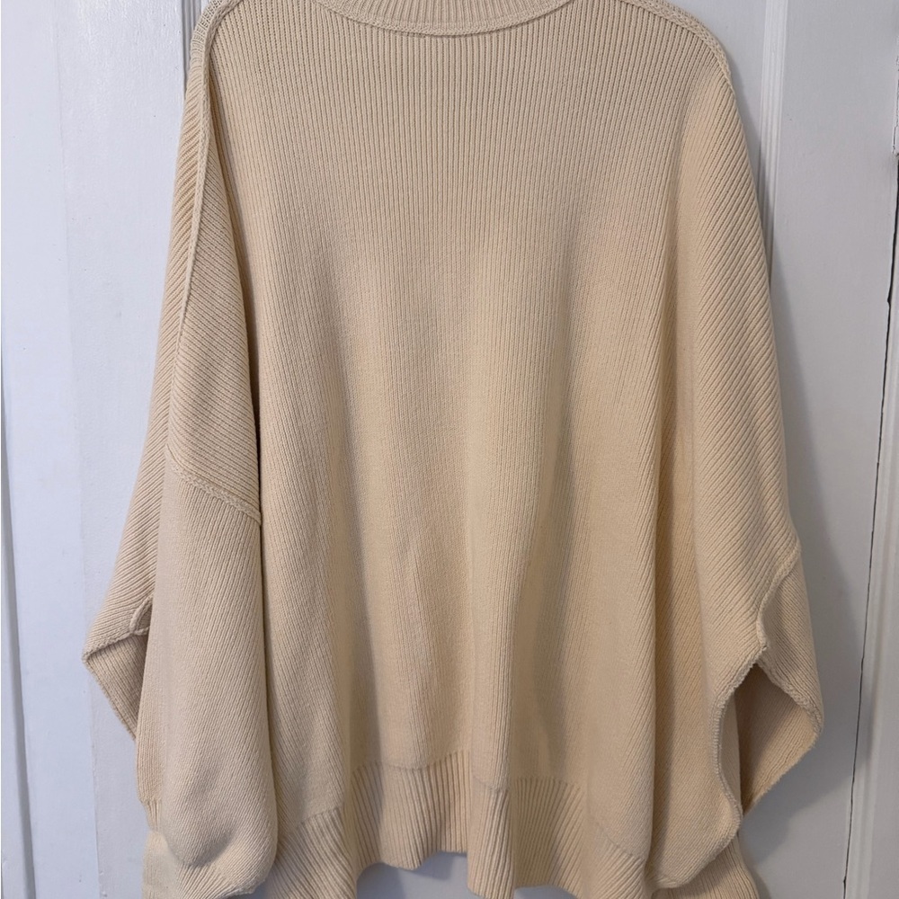 Free People Oversized Cream Ribbed Sweater - Picture 3 of 3